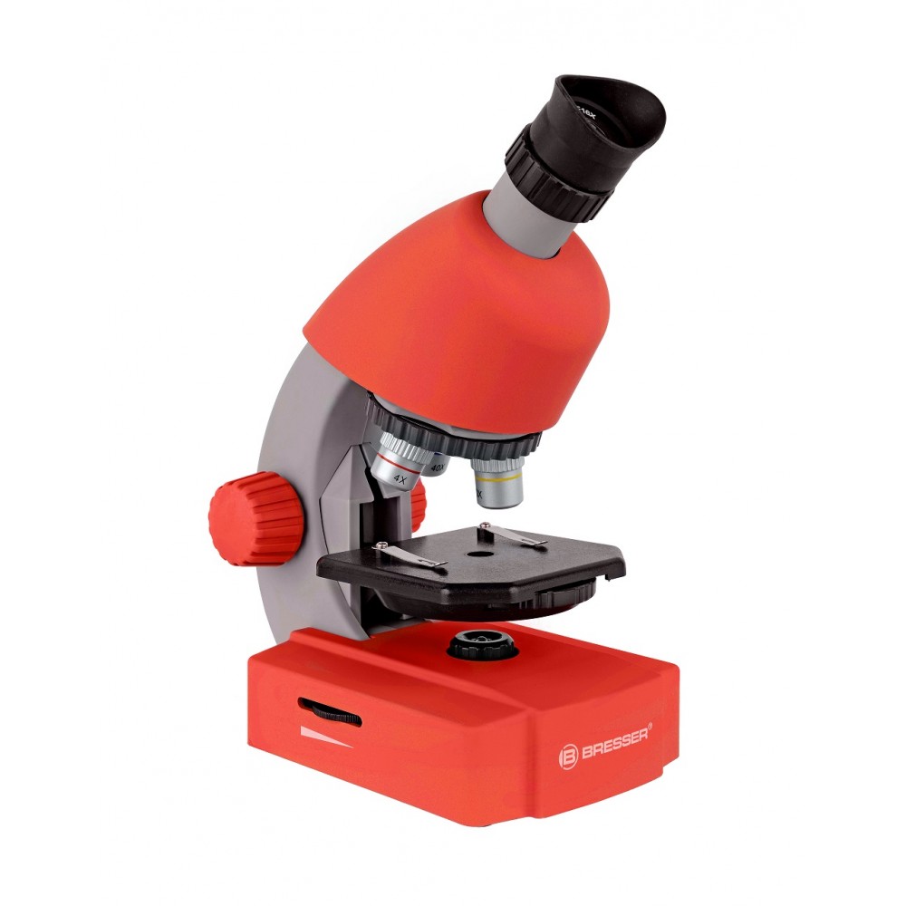 Mikroskop dla dzieci 40x-640x z Akcesoriami czerwony - Bresser Junior