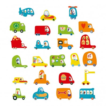Naklejki filcowe dekoruję Pojazdy- Djeco