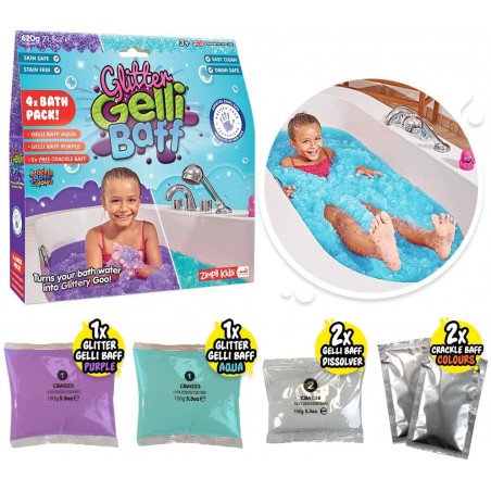 Magiczny proszek do kąpieli Glitter Gelli Baff niebieski i fioletowy - Zimpli Kids