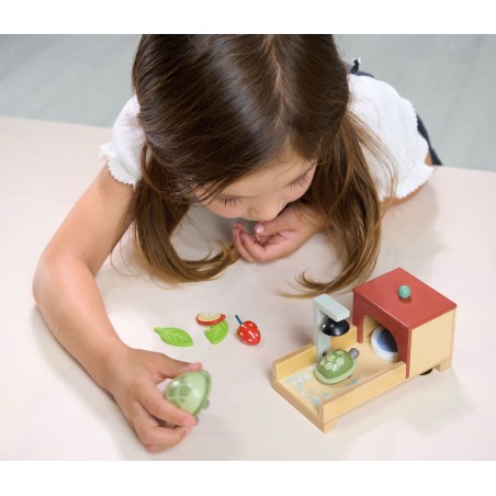 Drewniane figurki do zabawy Żółwie w Domku - Tender Leaf Toys