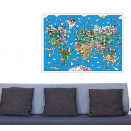 Plakat z Naklejkami Atlas Mapa Świata - omy