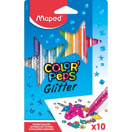 Brokatowe Pisaki 10 kolorów Glitter - Maped