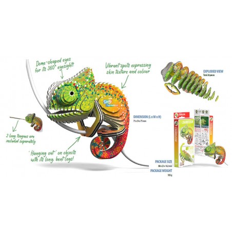 Kameleon Trójwymiarowa Układanka Puzzle 3D - Eugy