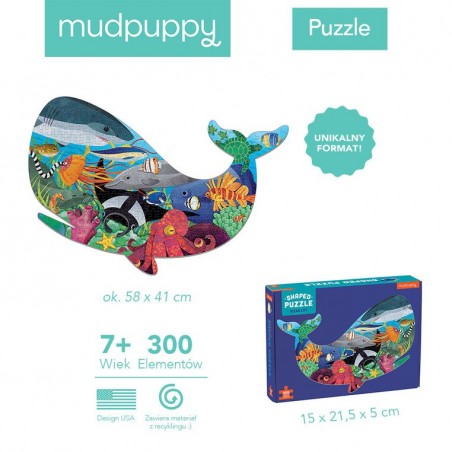 Puzzle Kształt Wieloryb Życie Oceanu - Mudpuppy