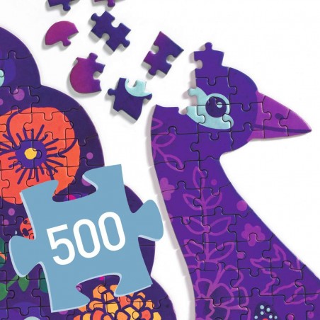 Puzzle artystyczne w kształcie Pawia 500 el. - Djeco