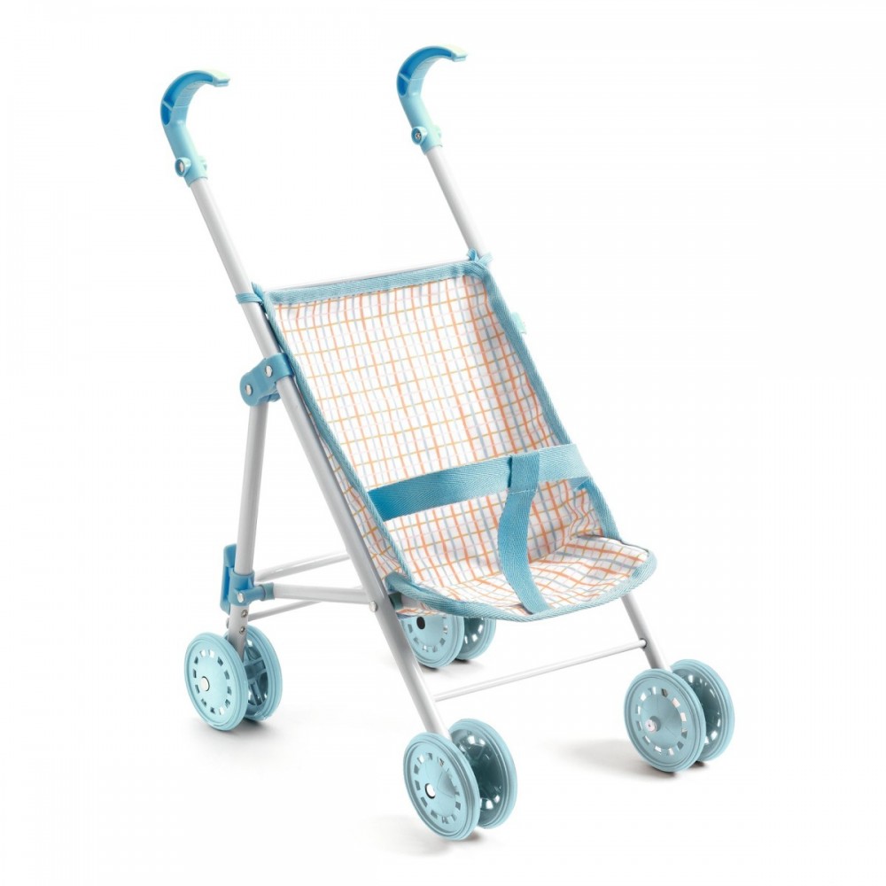 Wózek Spacerowy dla Lalki Niebieski w Kratkę - Djeco
