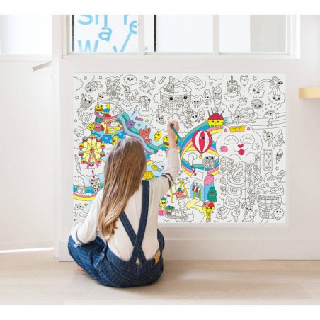 Gigantyczna Kolorowanka KAWAII Plakat 100 x 70 cm - omy