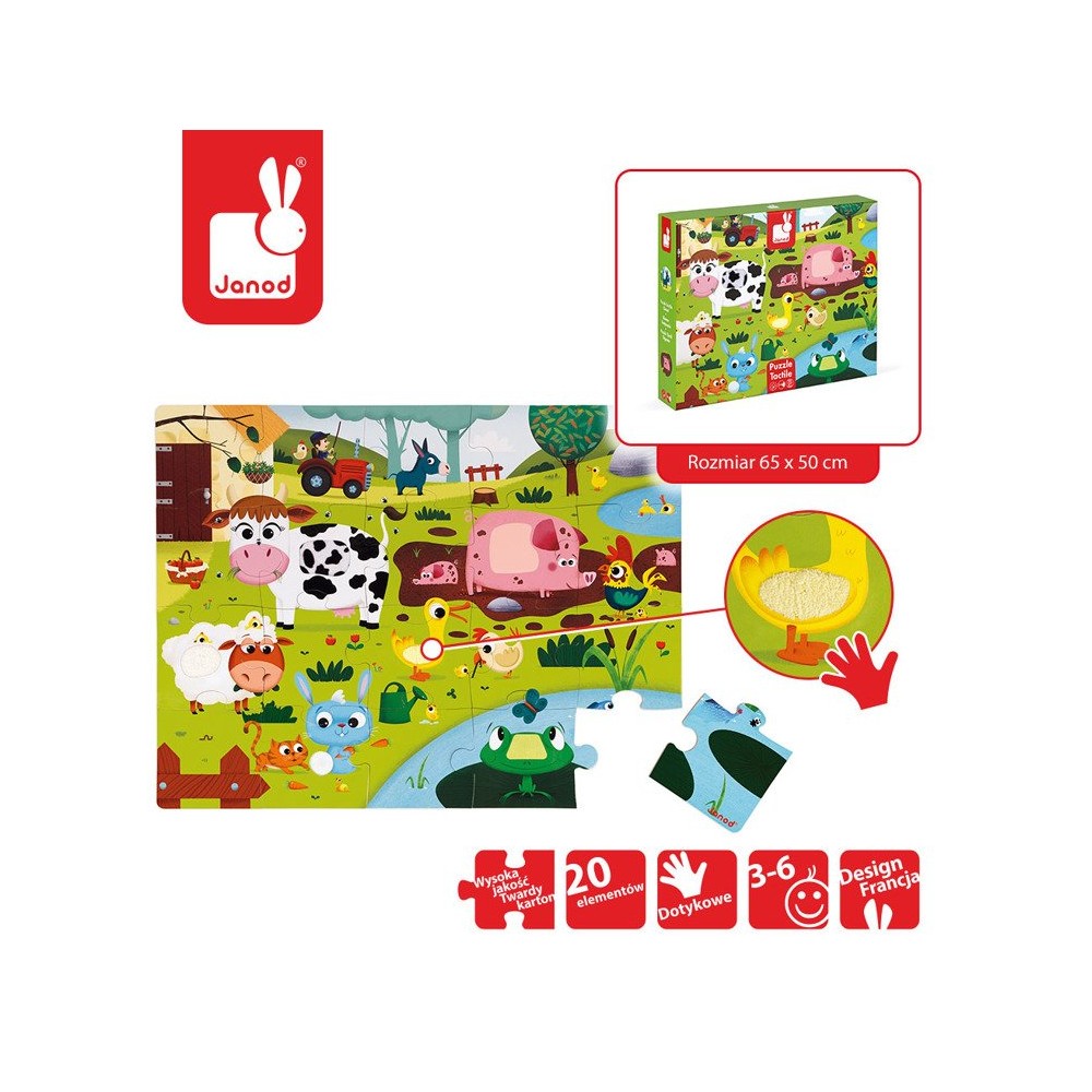 Puzzle Sensoryczne 20 el. Farma - Janod