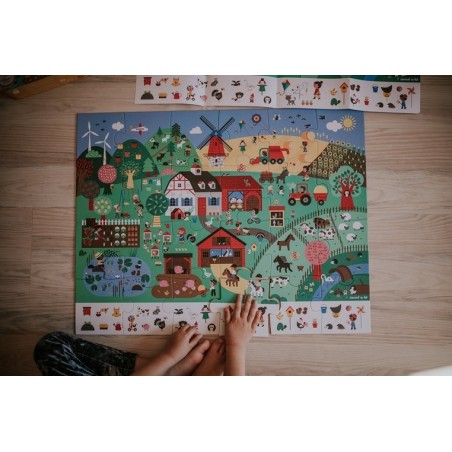 Puzzle obserwacyjne w walizce Farma 24 el. - Janod