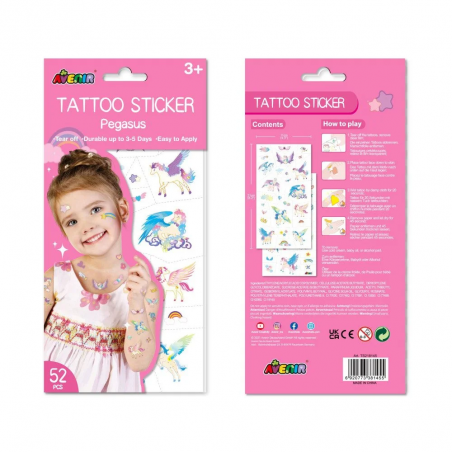 Tatuaże dla dzieci Jednorożce błyszczące 52 szt. - Avenir