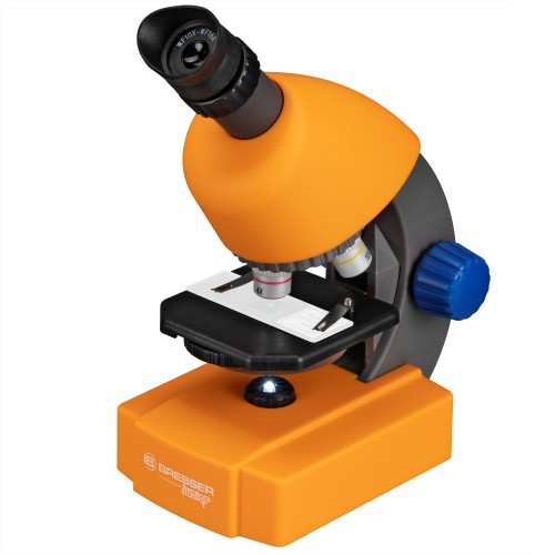 Mikroskop dla dzieci 40x-640x z LED pomarańczowy - Bresser Junior