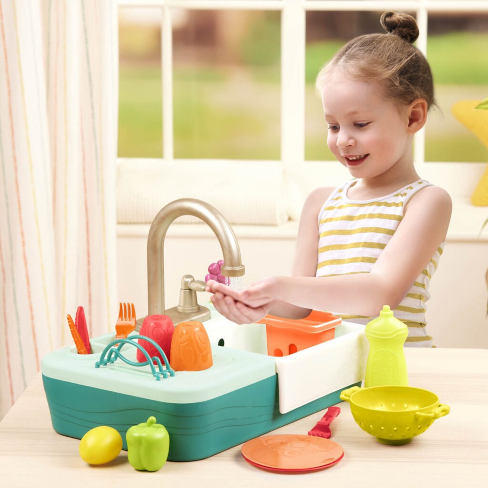 Zlew z Prawdziwym Kranem + Akcesoria Splash-n-Scrub Sink b.toys