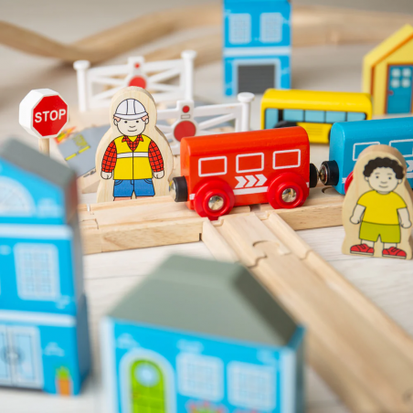 Kolejka drewniana zestaw pociągów z torami Miasto Bigjigs Toys