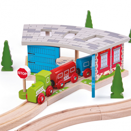 Parowozownia dla 3 pociągów Bigjigs Rail