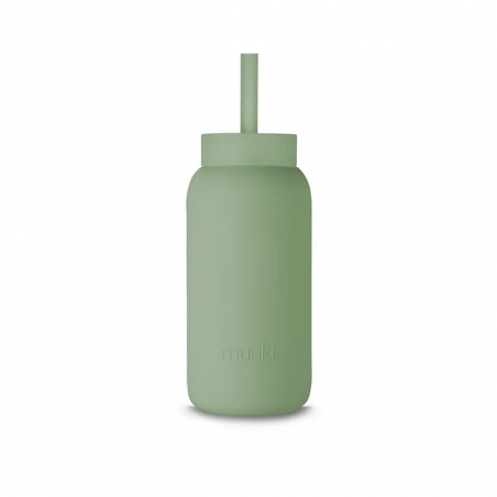 Słomka do Szklanej Butelki Muuki 720 ml Lounge Straw + Cap Silver Sage