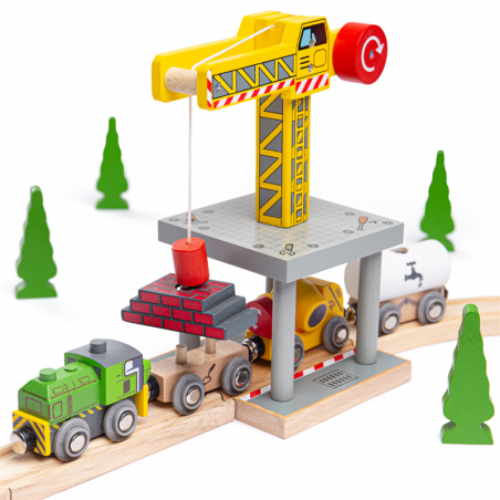 Dźwig towarowy z magnesem żółty 21,5 cm - Bigjigs Rail