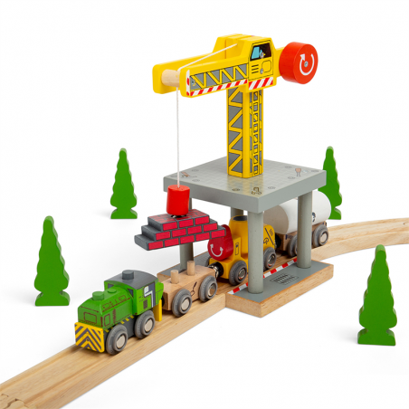 Dźwig towarowy z magnesem żółty 21,5 cm - Bigjigs Rail