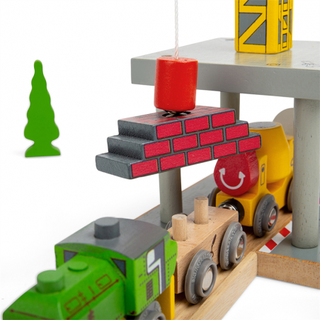 Dźwig towarowy z magnesem żółty 21,5 cm - Bigjigs Rail