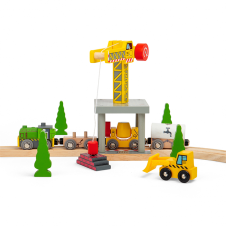 Dźwig towarowy z magnesem żółty 21,5 cm - Bigjigs Rail