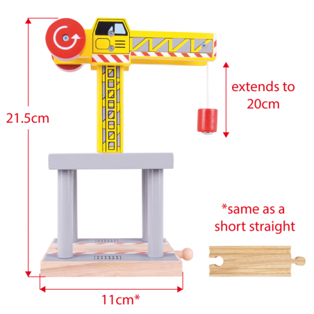 Dźwig towarowy z magnesem żółty 21,5 cm - Bigjigs Rail