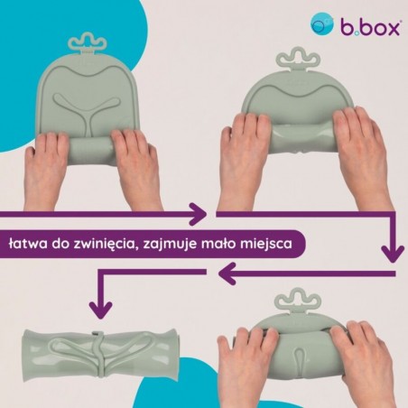 B.box Roll + Go zwijana mata BLW talerz z łyżeczką, szałwia