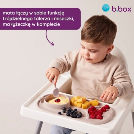 B.box Roll + Go zwijana mata BLW talerz z łyżeczką, szałwia