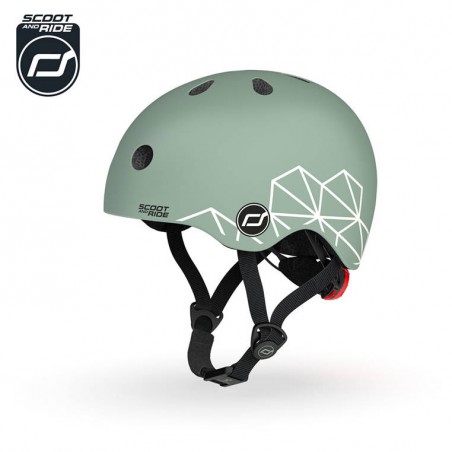 Ultralekki kask ochronny z lampką LED na hulajnogę i rower  dzieci 1-5 lat Green Lines - Scoot & Ride