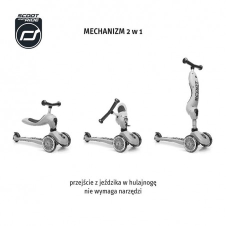 Hulajnoga Jeździk 2w1 z zamykanym schowkiem Highwaykick 1 Lifestyle Green Lines Scoot & Ride