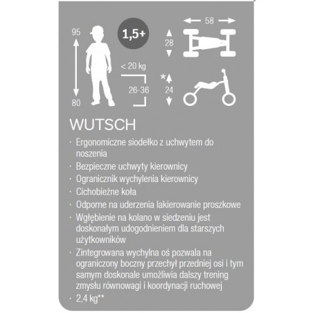 PUKY WUTSCH rowerek biegowy dla dziecka 1,5+ Jeździk anthracite