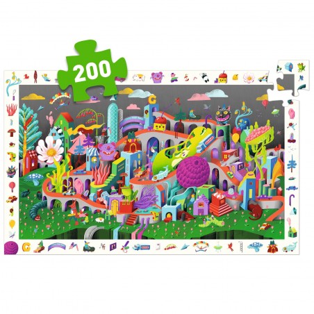 Puzzle obserwacyjne 200 el. z plakatem Miasteczko Fantazji - Djeco