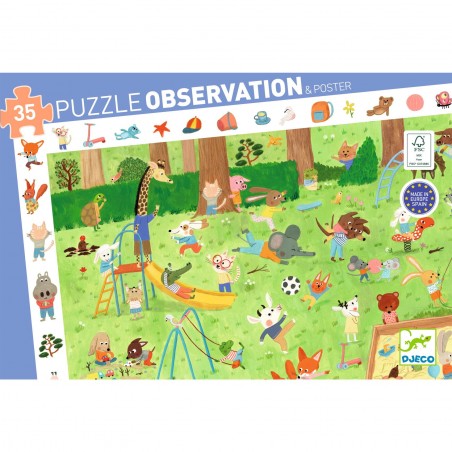 Puzzle obserwacyjne z ramką Plac Zabaw 35 el. - Djeco