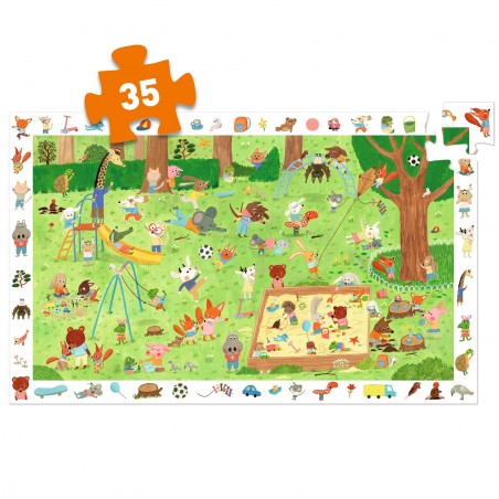 Puzzle obserwacyjne z ramką Plac Zabaw 35 el. - Djeco