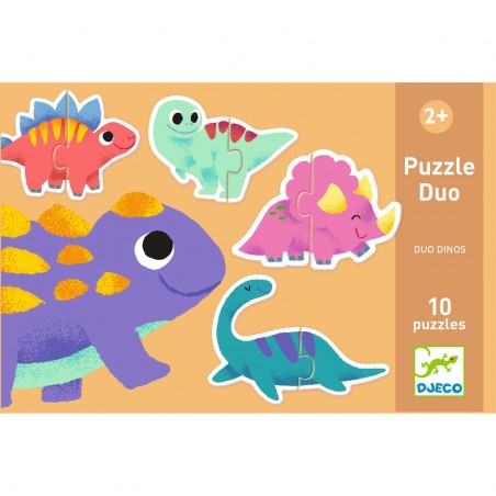 Puzzle dwuelementowe Dinozaury - Djeco