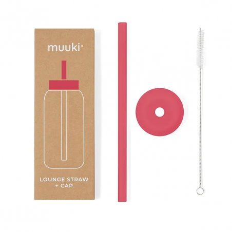 Słomka do szklanej butelki Muuki 720 ml Lounge Straw + Cap Watermelon