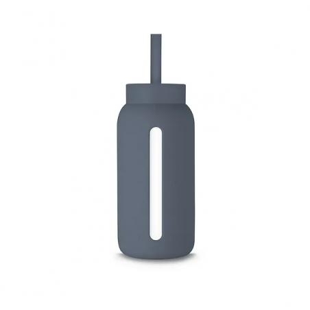 Słomka do szklanej butelki Muuki 720 ml Lounge Straw + Cap Smoke Grey