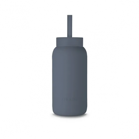 Słomka do szklanej butelki Muuki 720 ml Lounge Straw + Cap Smoke Grey