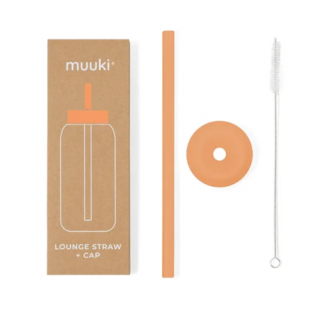 Słomka do szklanej butelki Muuki 720 ml Lounge Straw + Cap Tropical Papaya