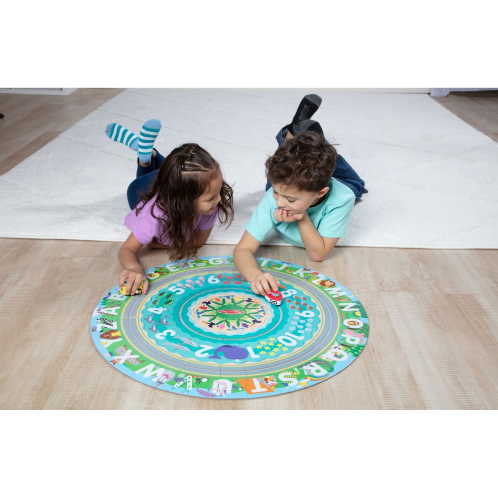 Okrągłe puzzle podłogowe z nakręcanymi pojazdami Melissa & Doug