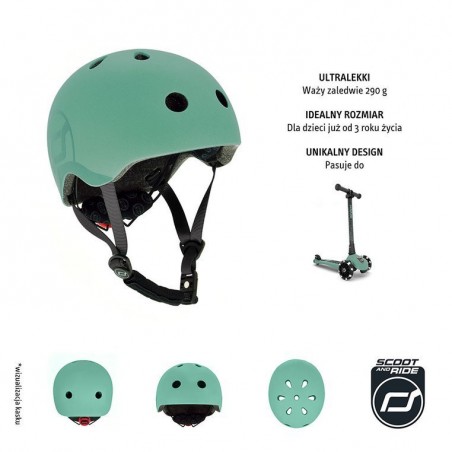 Kask rowerowy dla dzieci z Lampką LED na hulajnogę i rower S-M od 3 lat Forest Scoot & Ride