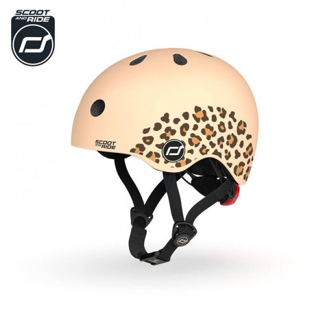 Kask ochronny z lampką LED na hulajnogę i rower dzieci 1-5 lat Leopard - Scoot & Ride