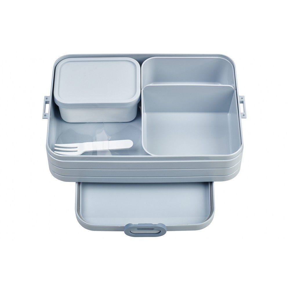 Lunchbox z przegródkami, pojemniczkiem i widelcem Bento nordic blue - Mepal