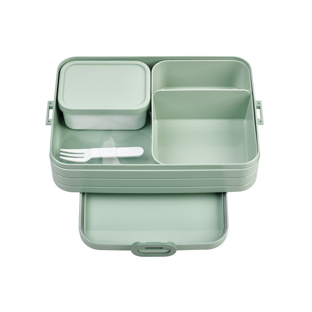 Lunchbox z przegródkami, pojemniczkiem i widelcem Bento nordic sage - Mepal