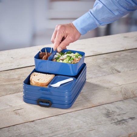 Lunchbox z przegródkami, pojemniczkiem i widelcem Bento nordic blue - Mepal