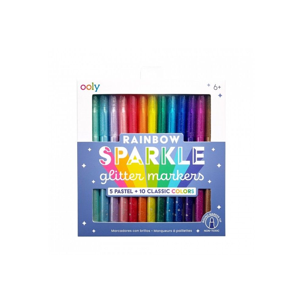 Flamastry z Brokatem, Rainbow Sparkle Glitter Markers - Ooly