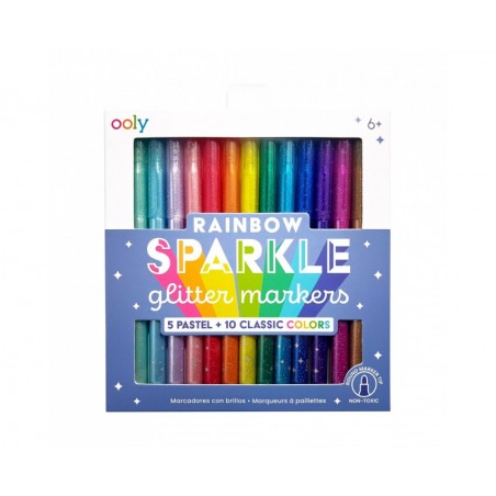 Flamastry z Brokatem, Rainbow Sparkle Glitter Markers - Ooly