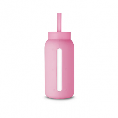 Słomka do szklanej butelki Muuki 720 ml Lounge Straw + Cap Flamingo Pink