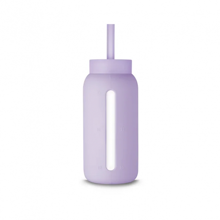 Słomka do szklanej butelki Muuki 720 ml Lounge Straw + Cap Pastel Lilac