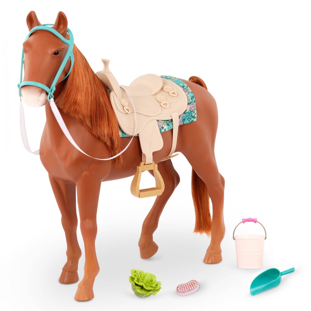 Koń dla lalki 50 cm kasztan z akcesoriami - Our Generation