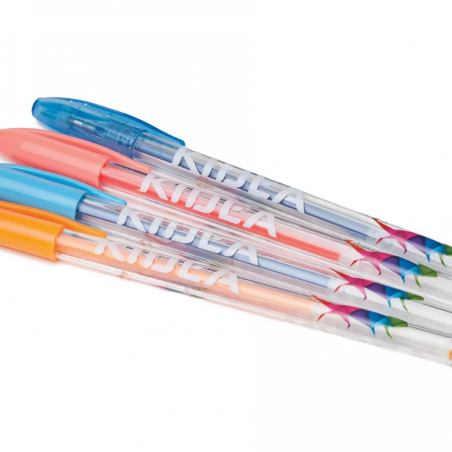Długopisy żelowe brokatowe fluorescencyjne 12 kolorów KIDEA
