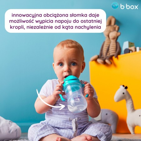 B.box bidon ze słomką, kubek niekapek lazurowy 240 ml